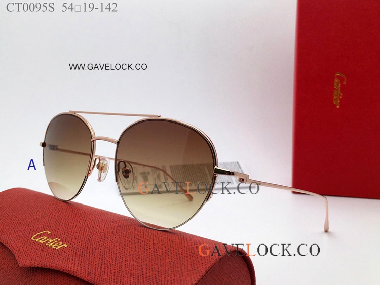 Santos de Cartier ct0095s Sunglasses Rose Gold Leg